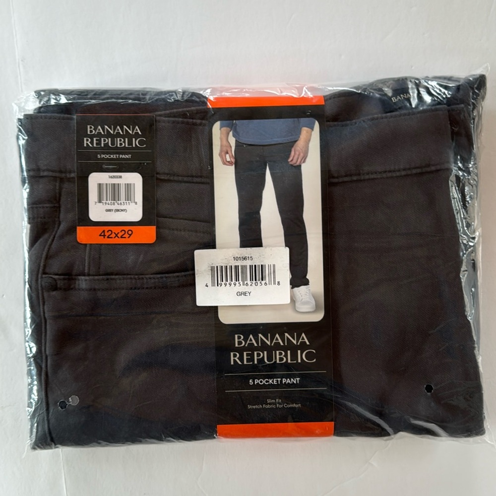 Men’s Banana Republic 5 Pocket Slim Fit 42x29 GREY(Ebony)